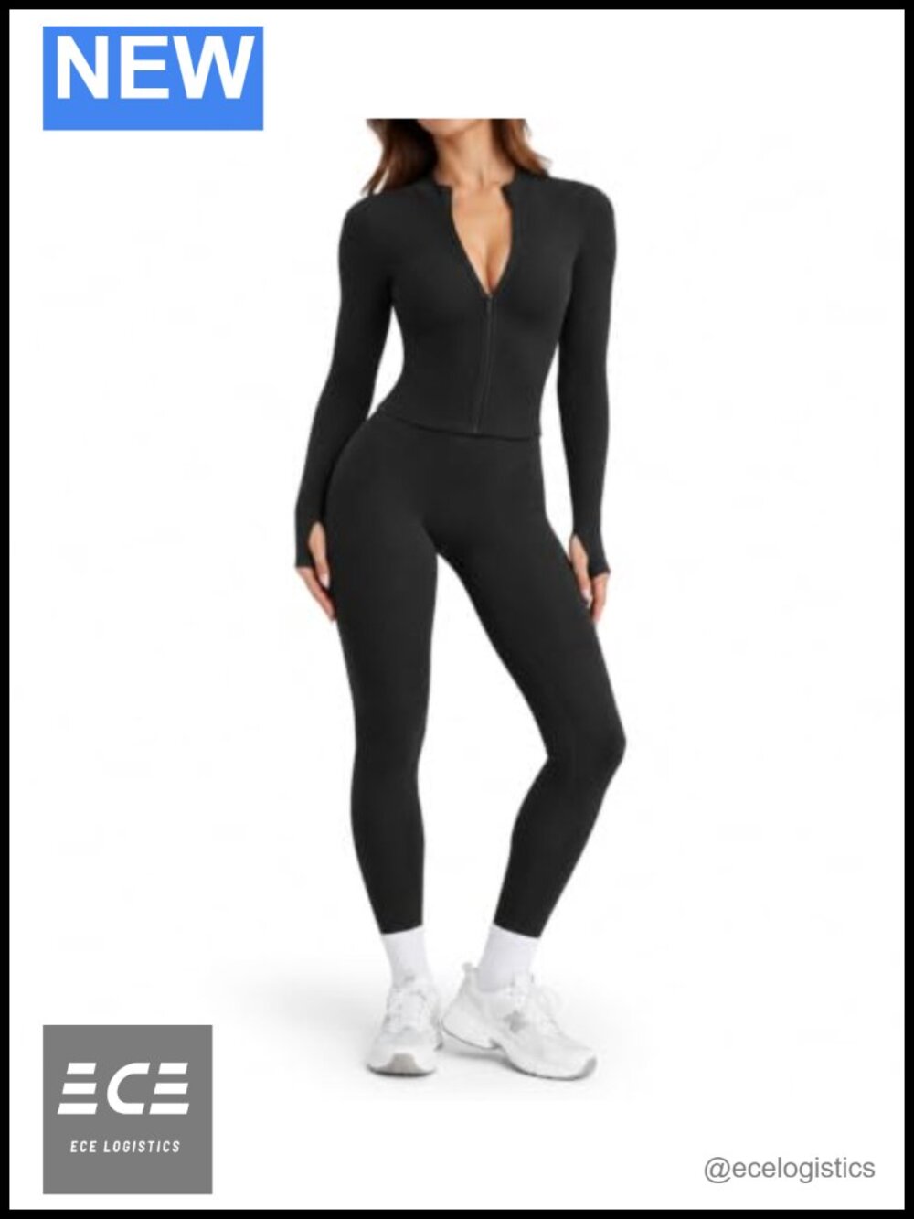 Women's 2 Piece Seamless Ribbed Workout Set Zip Up Jacket High Waisted Leggings
